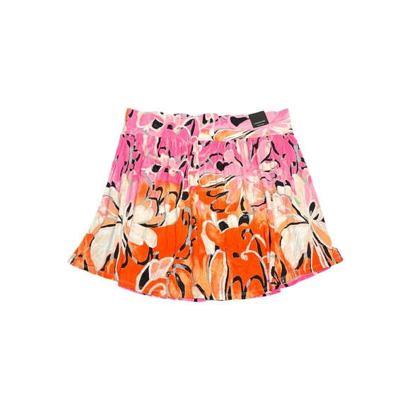 Lane Bryant Dresses & Skirts - Lane Bryant Pink Orange Abstract Floral Smocked Waist Mini Skirt Plus 26/28R